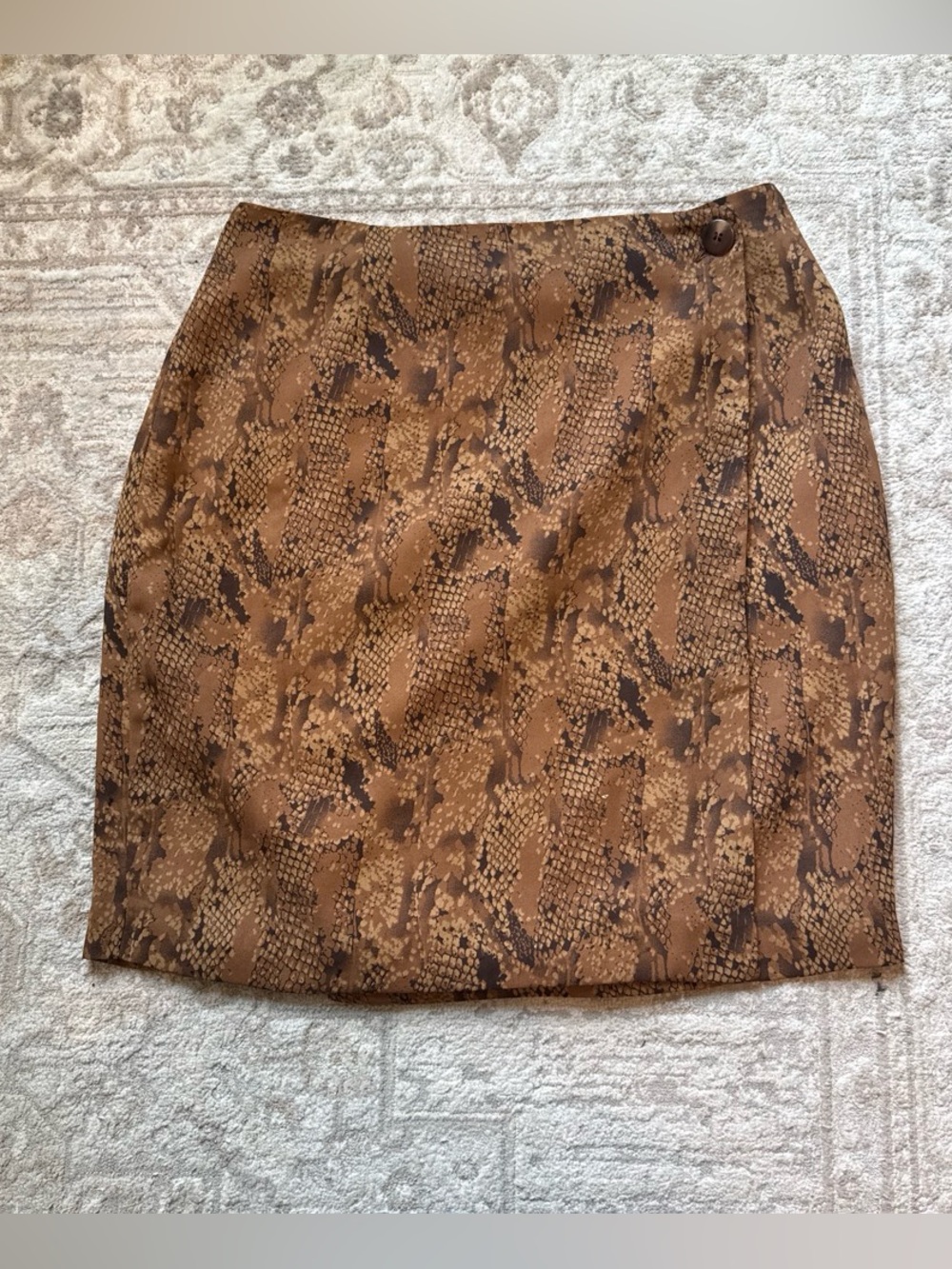 Tailored Brown Snake-Print Mini Skirt